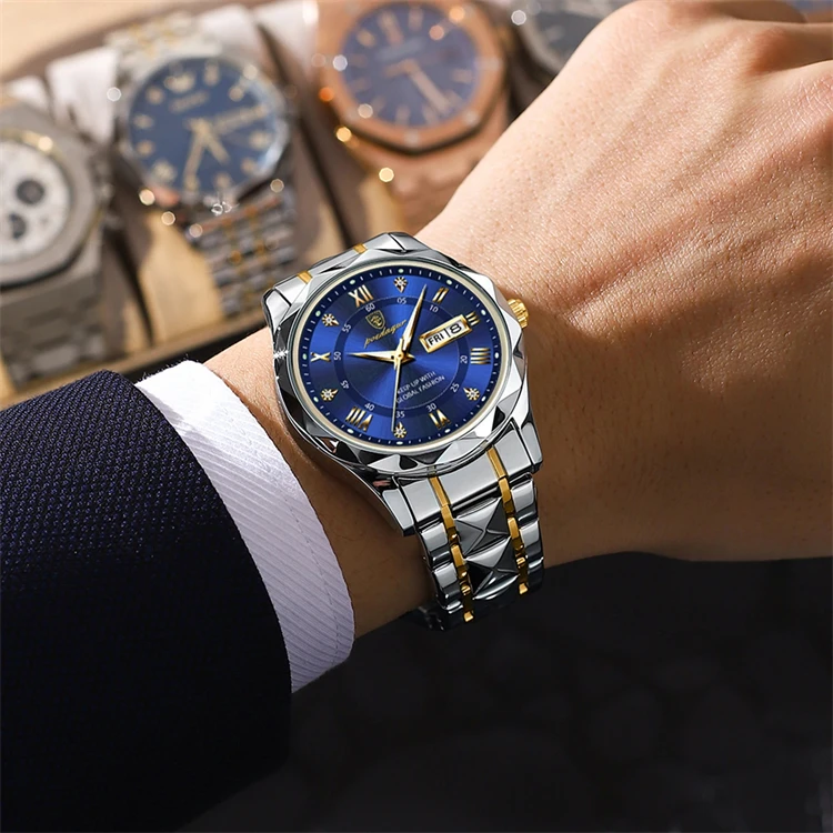 POEDAGAR Orologio di lusso per uomo Impermeabile luminoso Data Settimana Orologio da uomo in acciaio inossidabile Orologi da uomo al quarzo casual Orologio maschile + scatola  1511