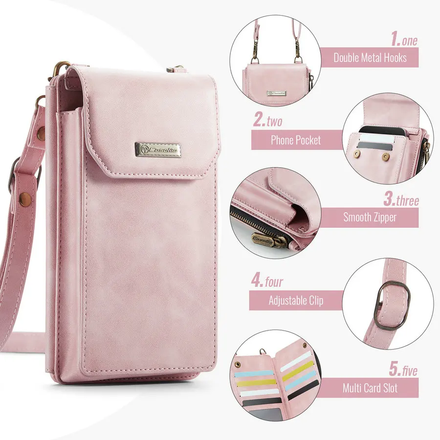 CaseMe R20 RFID Fold Case for Samsung Z Fold 6 5 4 Universal Crossbody Multi-Functional 10Card Slot+1Phone Pocket+ 1Zipper Cases