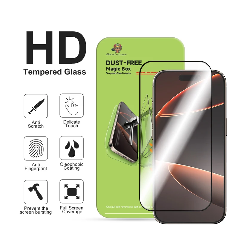 product tempered glass protector film dust removal easy installation kit full cover 9h hd screen protector 5 pack for iphone 15 16 17-2