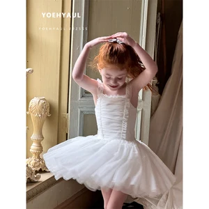 YOEHYAUL 25026 White Baby Frock Party Wear Cotton Lining Child Kid Dress for Girl Birthday Solid Elegant Princess Dress for Girl