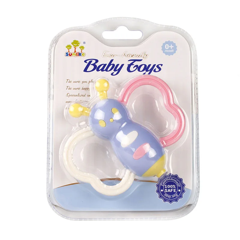 New design hanging bell plastic rings baby rattle teether for baby