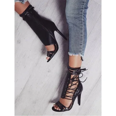 womens black strappy shoes