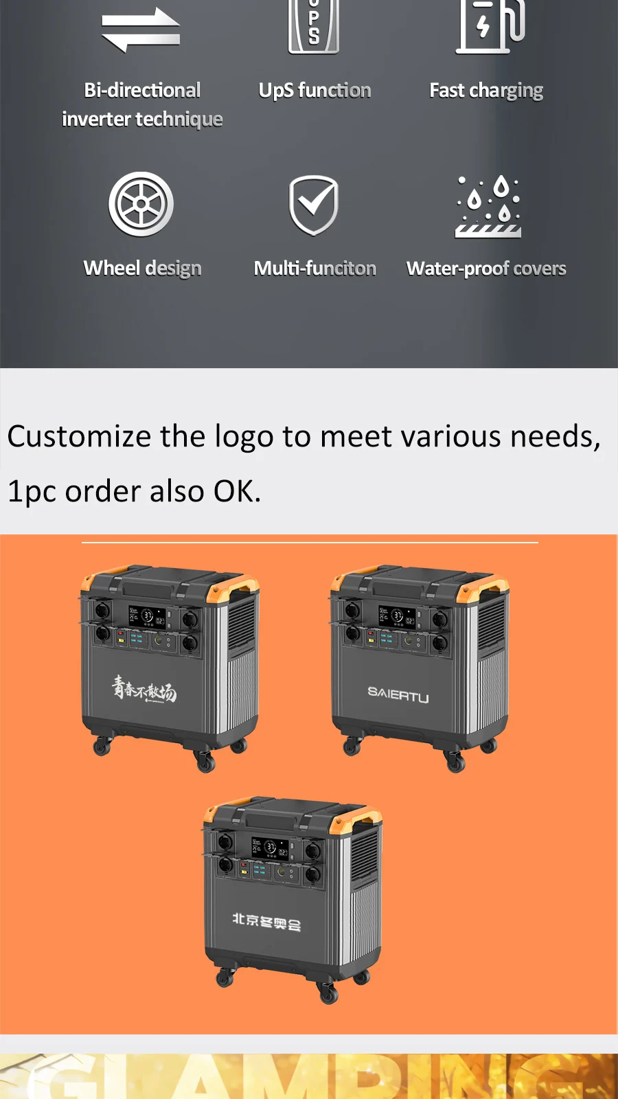 product customized portable solar station foldable solar panel generator multifunctional  220v ac outlet mppt controller 3000w-3