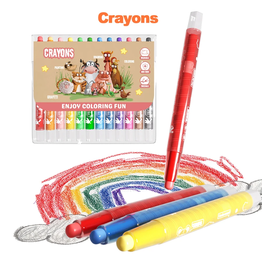 Best Selling Wax Lip Crayons Non-toxic Twistable Toddlers Set for Painting Graffiti Coloring Fun