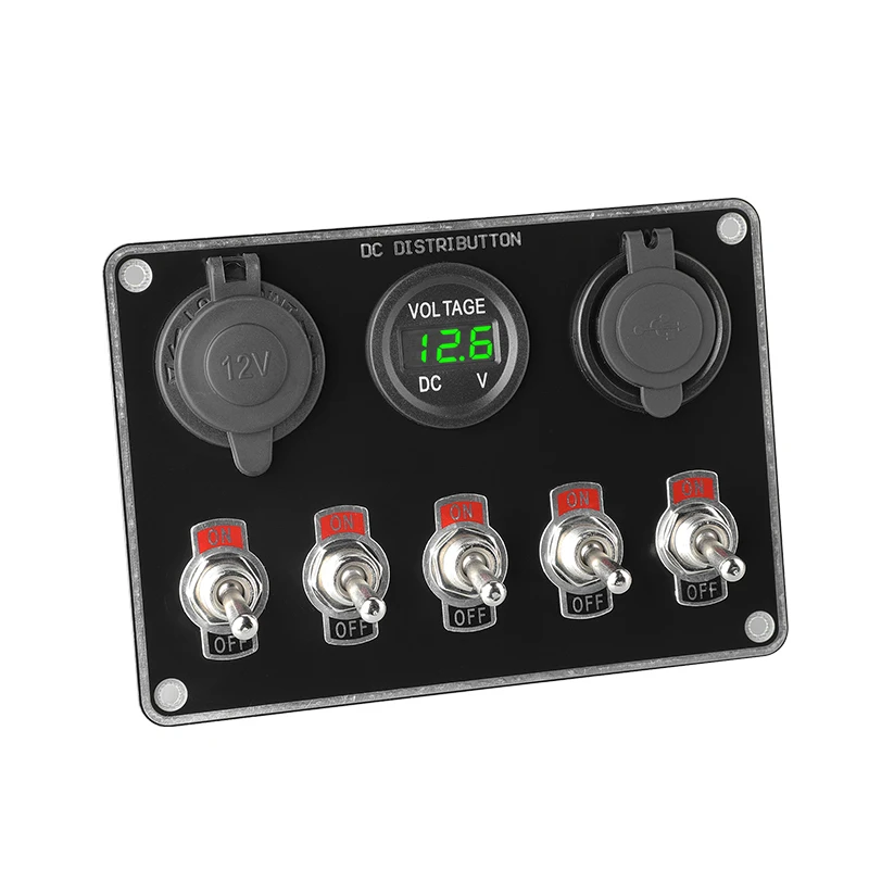 12V 24V 5 Gang тумблер вольтметр 2 USB QC3.0 автомобильное зарядное устройство для автомобильного RV Camper морской лодки ЖК-переключатель