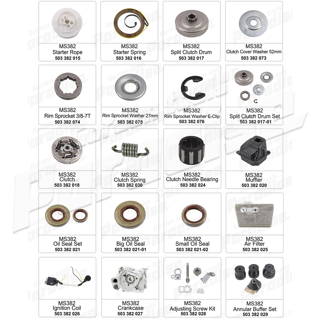 Chainsaw Cylinder Crankcase Muffler Gasket Set for MS382
