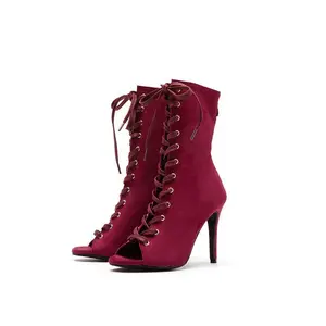 Women's Suede European American Latin Dance Boots High Heels Rubber Soles Adult Jazz Dance Boots Stage Performance Boots