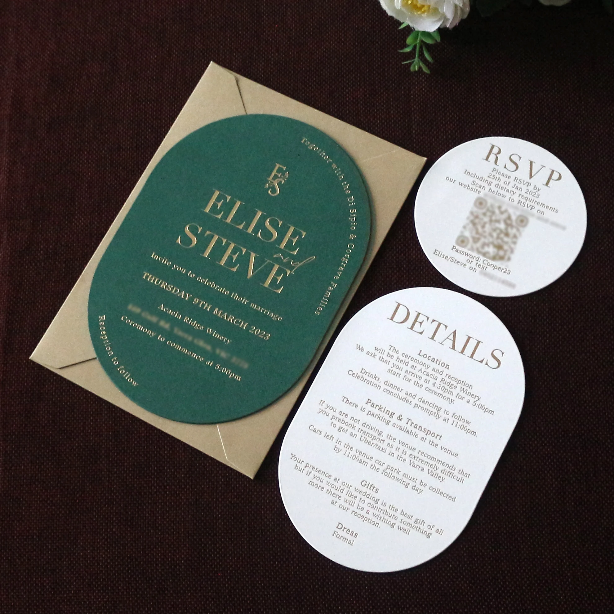 Custom Luxury Green Wedding Invitation Cards Save the Date Card Gold  Foiling Printing With Envelope, image size:1980x1980