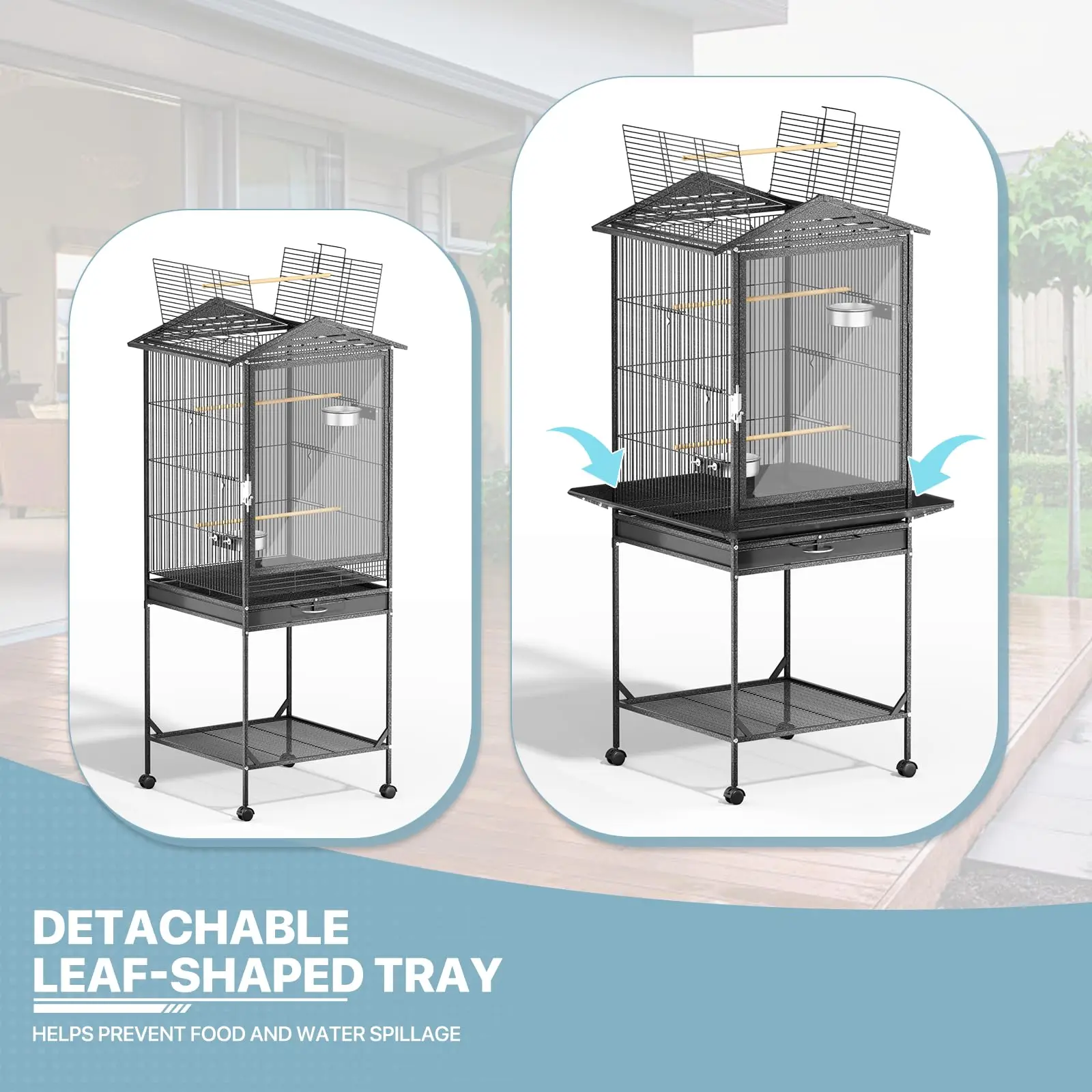 ZMaker Wholesale Large Metal Bird Cage Wheel Moving Bird Cage Houses ...