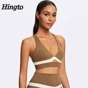 ODM High Impact Gym Sports Bra Manufacturer Women Wholesale Sports Bra Fitness Contrasting Cross-Strap Women Sports Bra Yoga