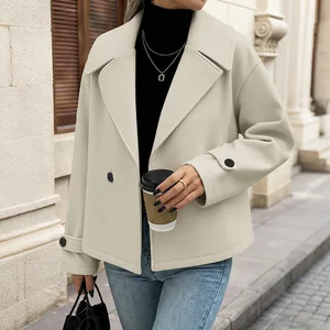 Clothing Manufacturer New Women's Fashion Versatile Casual Short Double-breasted Solid Color Ladies Coat Women's Winter Clothing