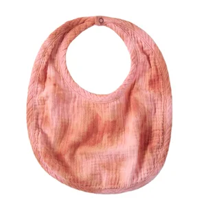 Wholesale Baby Clothing Solid Burp Cloth Soft Cotton Neck Scarf Infant Teething Bib Button Plant Dye Natural Tie Dye Design