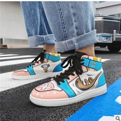 Wholesale High Top Ankle Sport Men Casual Shoes Skateboard Shoes Men Luxury Brand Shoes Anime Sneakers