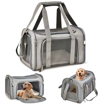 Custom Airline Approved Foldable Cat Carrier Bag Soft Side Pet Carriers Dog Travel Bags for Car Seat Pet Accessories