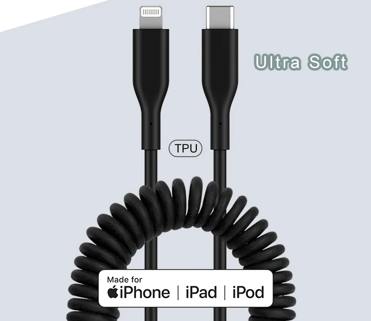 Spiral Curly Braided Type C PD USB Data Cable Durable Fast