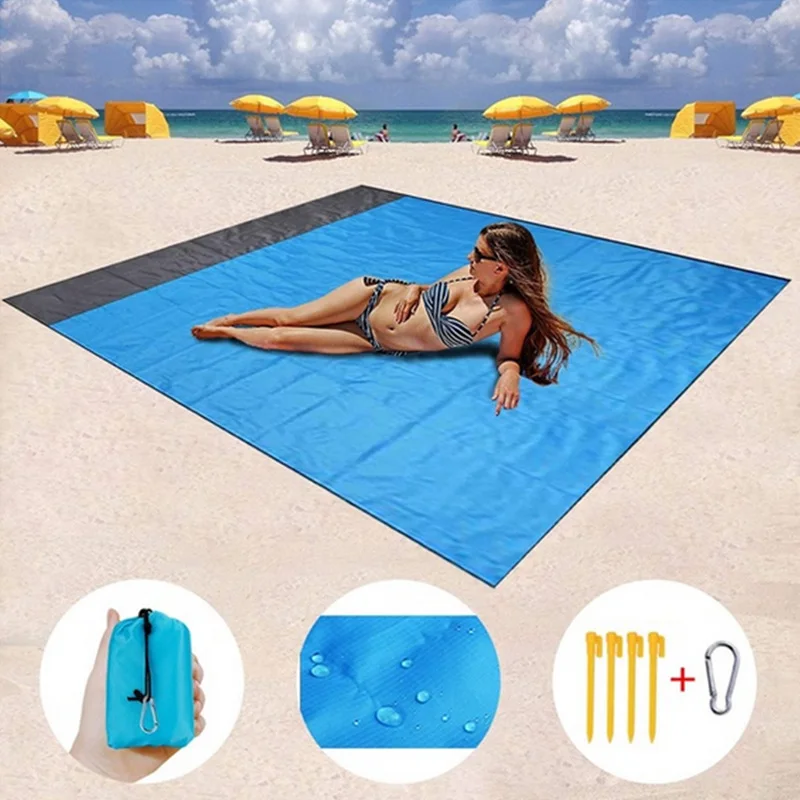 2*2.1m Waterproof Pocket Beach Blanket Folding Camping Mat/Mattress Portable Lightweight Mat/Outdoor Picnic Mat Sand Beach Mat