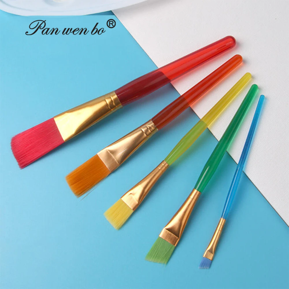 Оптовая продажа набор нейлоновых кистей для рисования с пластиковой ручкой акриловые акварельные художественные Кисти детей 5 шт.
