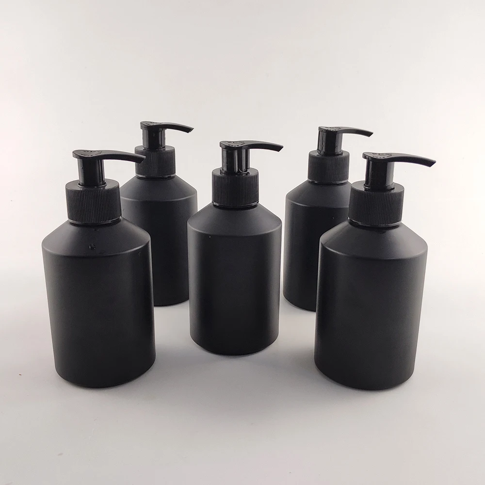 In Stock 200ml Frosted Matte Black Glass Bottles with Pump and Spray