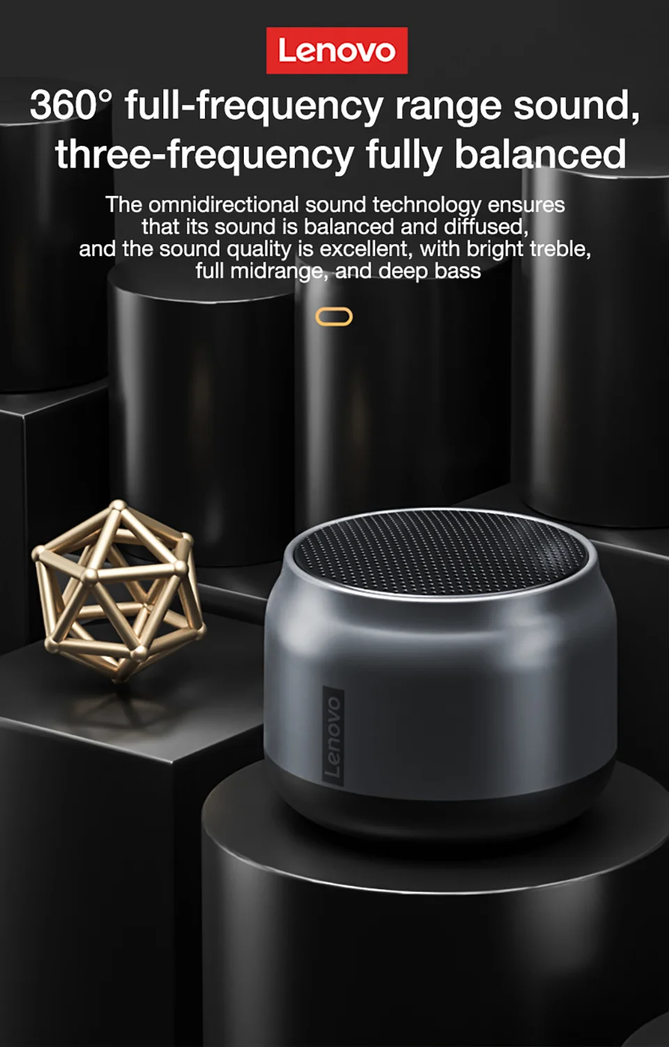 Original Lenovo K3 Outdoor Speaker Subwoofer BT Wireless Super Bass Mini Portable Speaker