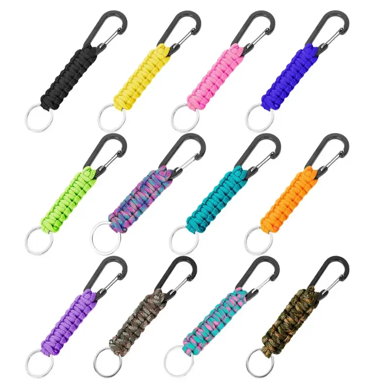 SENHAI Lot de 5 porte-clés en paracorde avec mousqueton, lanière tressée pour clés, couteau, lampe de poche, camping, randonnée, sac à dos pour homme et femme, 5 couleurs