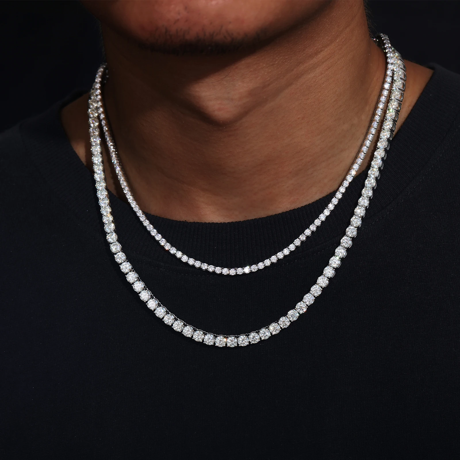 Collana Da Tennis In Moissanite - 5 Mm, Colore D VVS1, Argento 925, Per Donna E Uomo, Catena Con Diamanti Bing