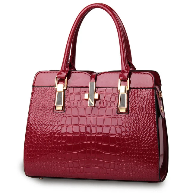 2021 hot sale crocodile leather ladies shoulder bags vintage PU purse vegan handbag women hand bag - Image 3