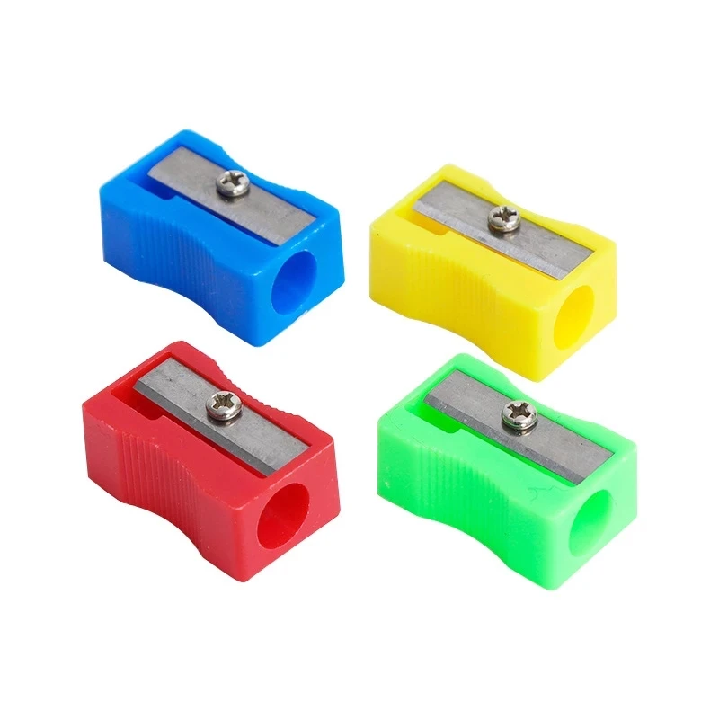 Plastic Pencil Sharpeners Kids Colours Single Hole Home Office For School G2Y4 