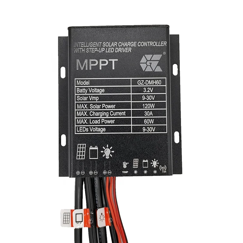 Gloss Customizable Solar Street Light Controller 30A 3.2V 60W MPPT