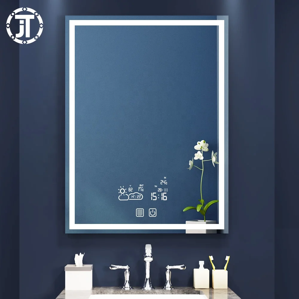 Modern Design LED Bathroom Smart Mirror Rectangle Silver with Sandblast Sensor Switch and Illumination for Salon Use