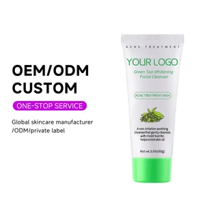 OEM Skin Care Product Face Wash Whitening Cream Deep Clean Pore Moisturizer Hyaluronic Acid Green Tea Whitening Facial Cleanser