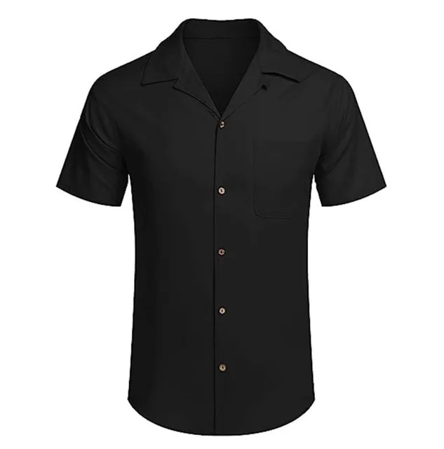 OEM ODM Custom Men Shirts Summer Men breathable Classic solid cotton short sleeve shirts men's Cuba collar shirt