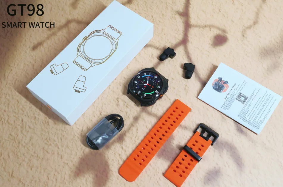 Continut pachet ceas smart cu casti