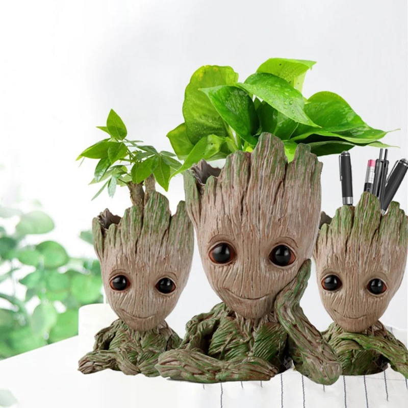 Indoor Flower Pot Baby Groot Face Planter Pots Cartoon Design