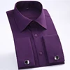 Purple mens slim fit french cuff shirt