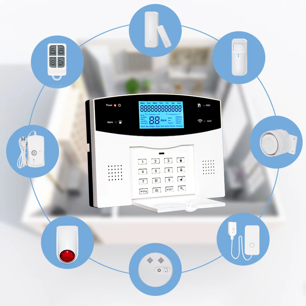 年中促销最新gsm无线家庭智能防盗报警系统tuya智能安防报警lcd屏幕