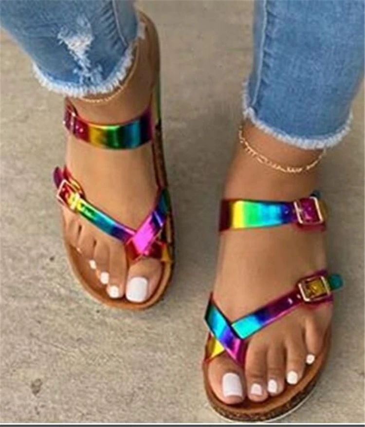 Rainbow color sandals discount women's