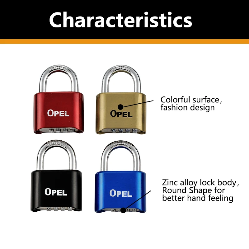 OPEL Hot Selling Changeable Combination Lock Rectangle Padlock Circle Padlock with Great Price