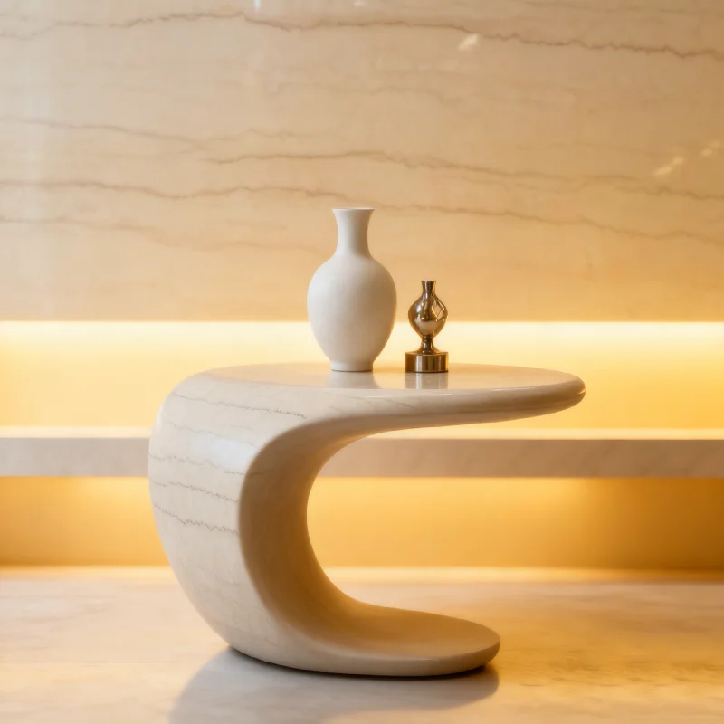 Guangxi oq marmari ko'prik stoli, past plintli yashash xonasi, luks tabiiy moslashtirilgan Xitoy oq marmar ko'prik yon stoli