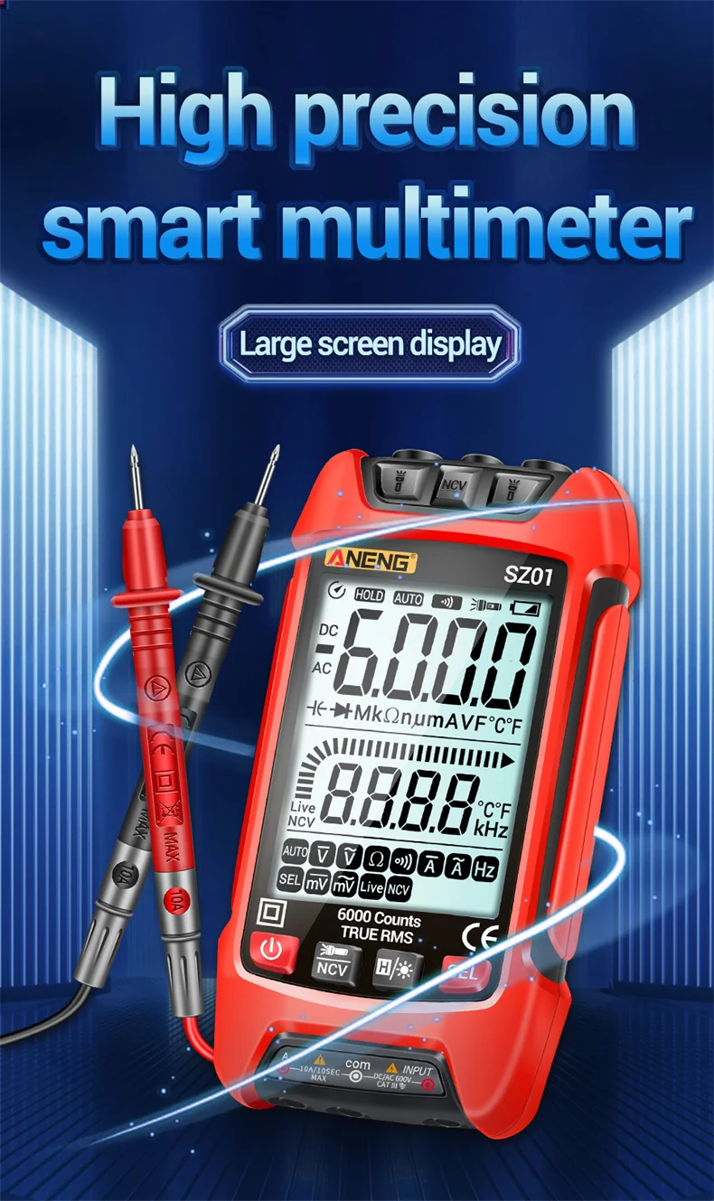 Aneng SZ01 Smart Multimètre Numérique Manuelle Multifonctionnel Haute  Précision