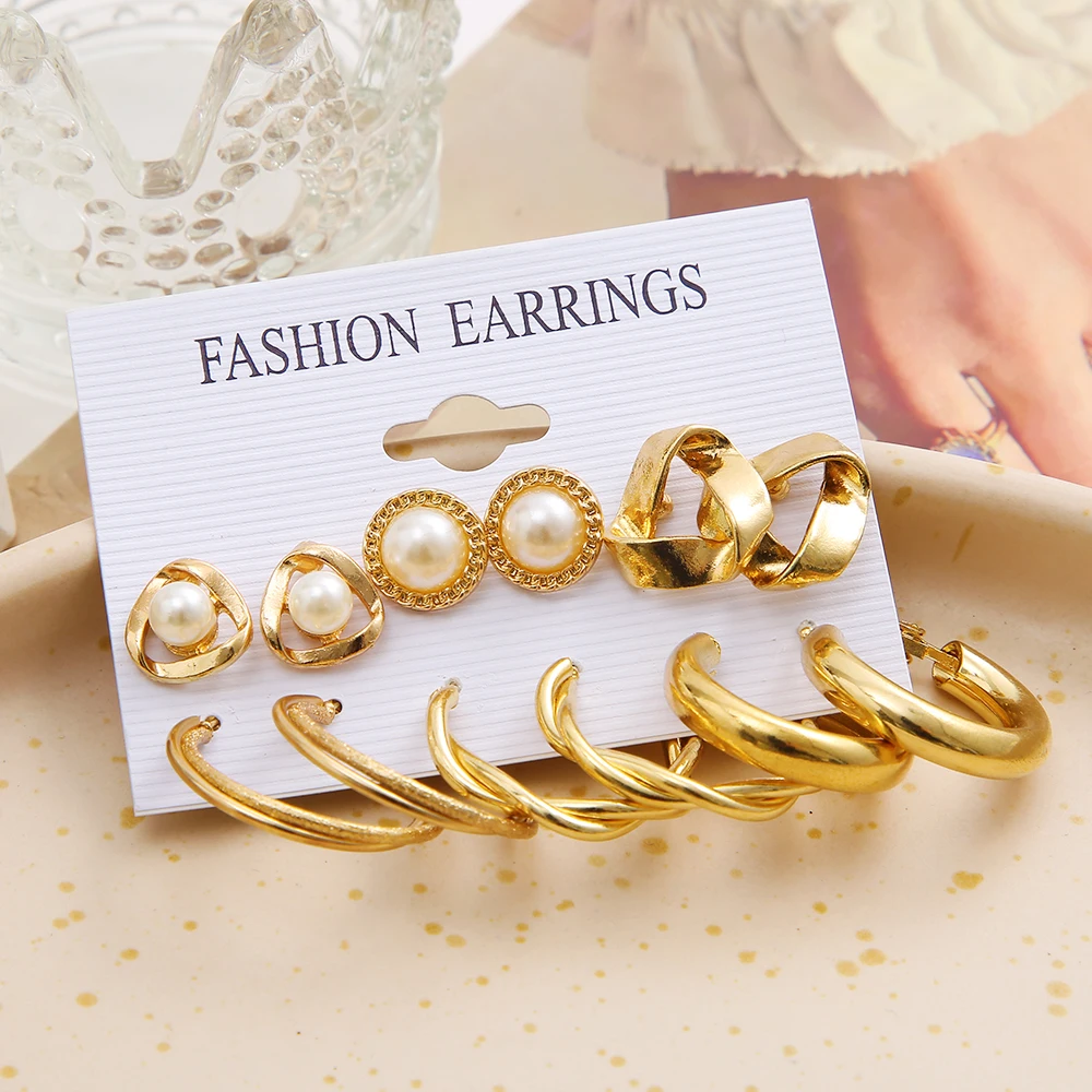 17km Gold Color Vintage Geometry Metal Twine Dangle Earrings For Women ...