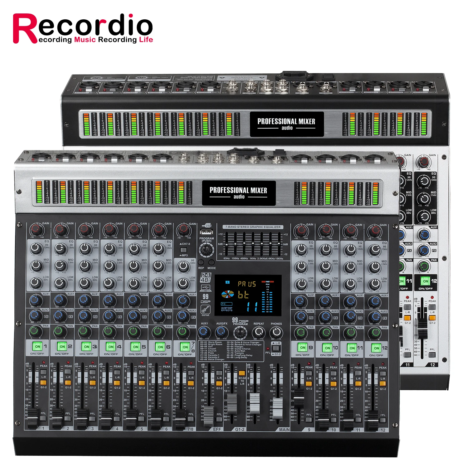 GAX-MK12 Recordio 12 Channel Mixing Console - 99DSP Audio Mixer