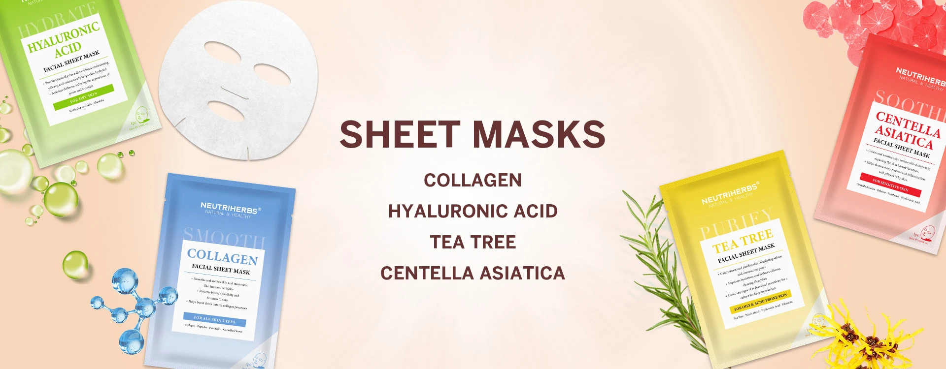 Neutriherbs Wholesale Beauty Whitening Collagen Skin Care Facial Mask