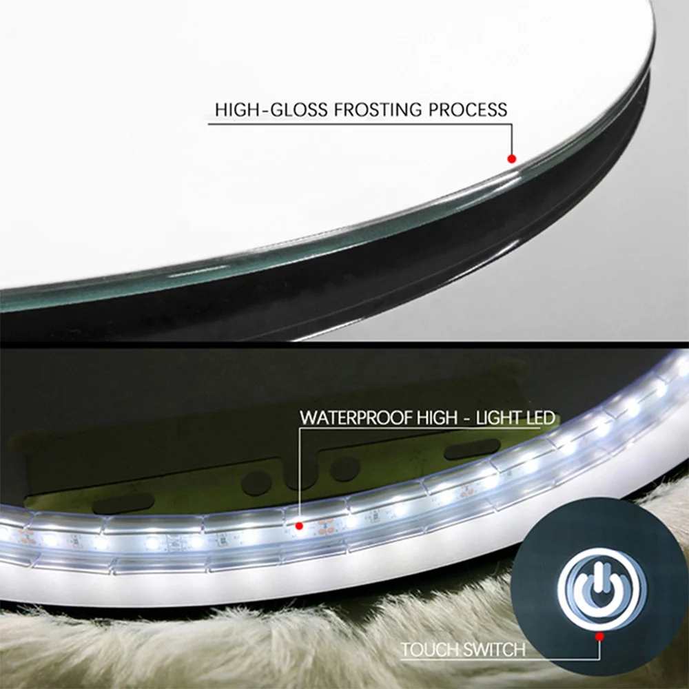 Modern Round Shape LED Bathroom Mirror New Smart Wall-mounted Illuminated Mirror