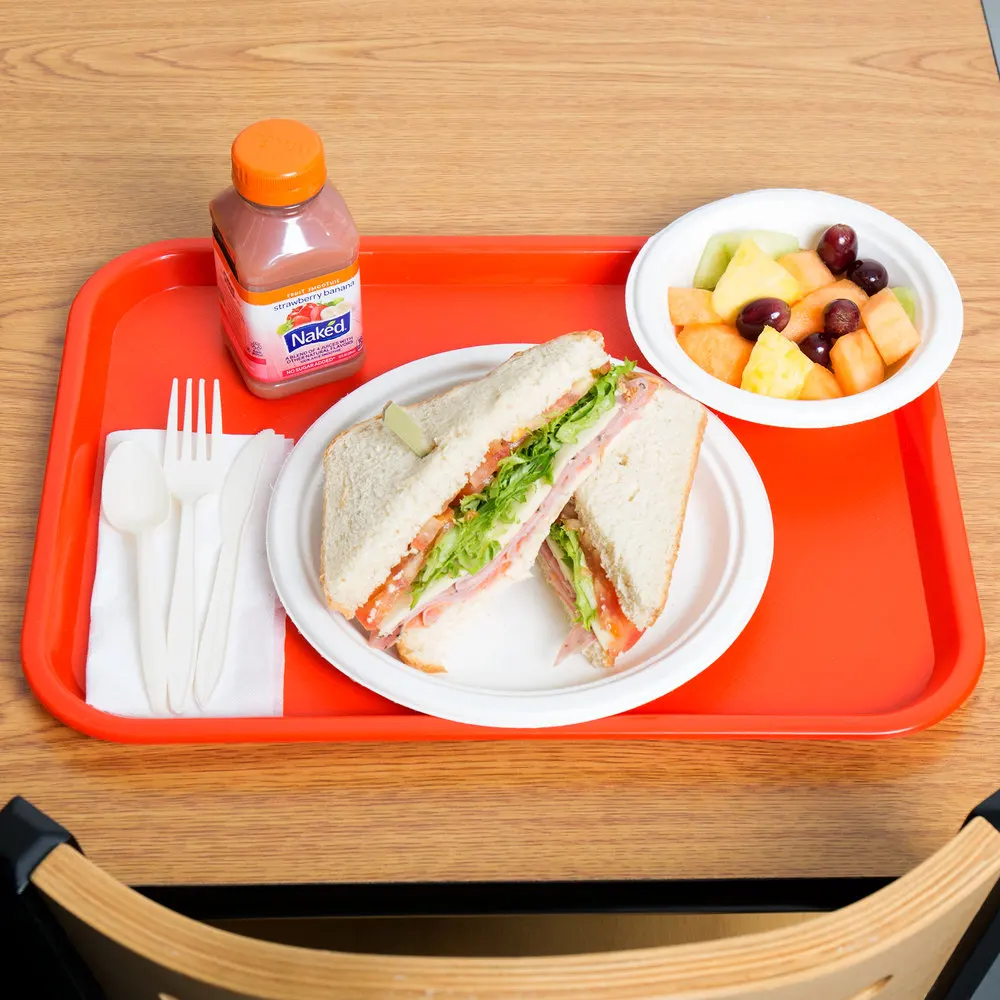 Custom Color Plastic Rectangular Cafeteria Restaurant Fast Food Serving Tray