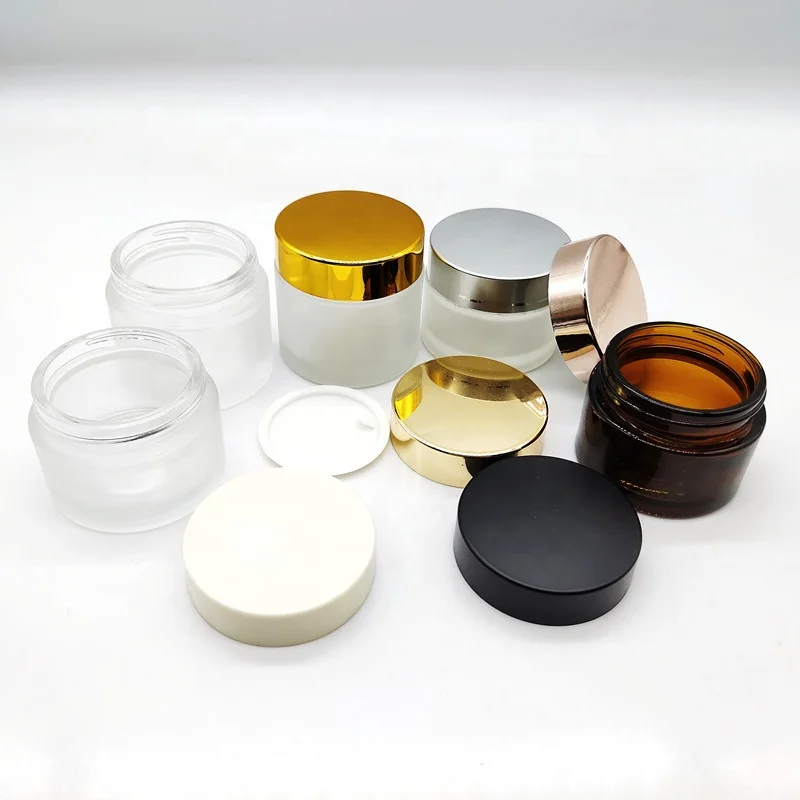 50ml Glass Jar 50g Transparent Glass Cosmetic Cream Jar With Rose Gold ...