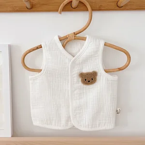 Muslin Baby Clothes New Born Four-Layer Pure Cotton Gauze Solid Pattern Baby Vest