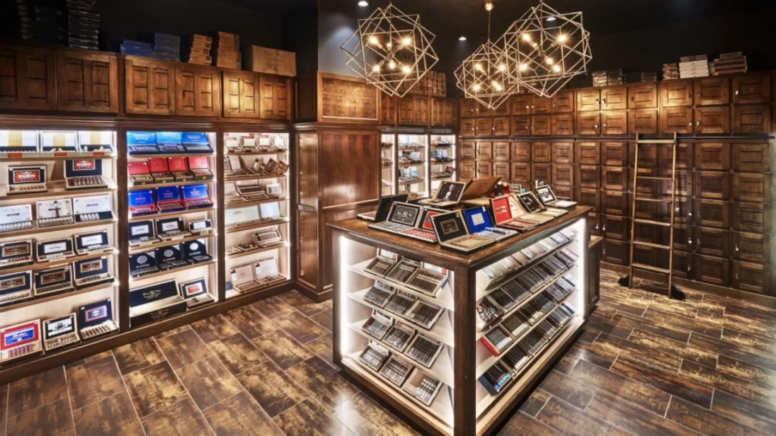 Customized Smoke Shop Interior Design Decoration Retail Glass Display