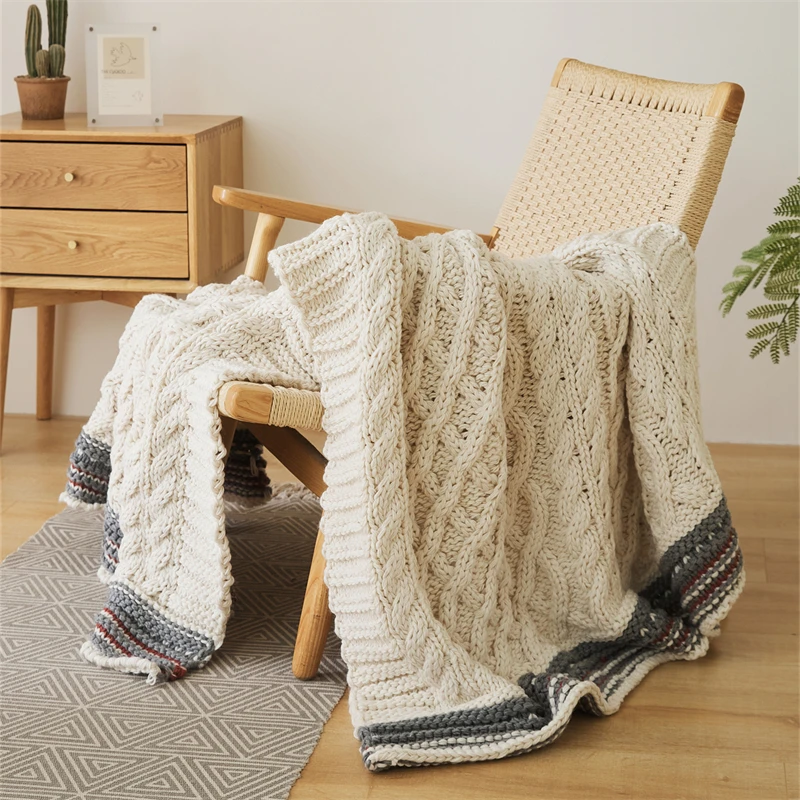 product gl simple and atmospheric fried dough twists design new design soft knitting blanket in 2025-60