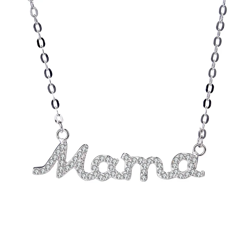 MAMA Mom Pendant Necklace Gift 925 Sterling Silver Jewelry for Mother's Day