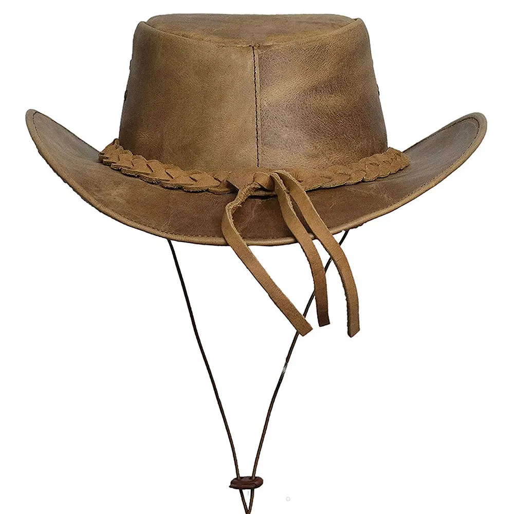
Мужская нижняя кожаная ковбойская шляпа Aussie Bush Outback Tan 